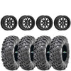 Valor V07 Satin Black Beadlock Wheels + Maxxis Carnivore Tires (Mounted UTV Kit) | 4/156 Bolt Pattern PlanetSXS