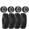Valor Offroad V15 Satin Black w/ Red Rings Beadlock Wheels + System 3 XC450 Tires (Mounted Kit) β Satin Black Milled | 5x114.3 Bolt Pattern