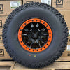 Valor Offroad V15 Satin Black w/ Orange Rings Beadlock Wheels + System 3 XC450 Tires (Mounted Kit) β Satin Black Milled | 5x114.3 Bolt Pattern