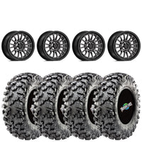 Valor V14 Dark-Tint 14x7 5+2 4X156 on Maxxis Carnivore RT 32x10-14 8-ply