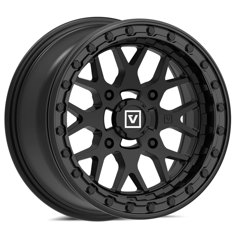 Valor V07 Satin Black Beadlock Wheels + Maxxis Carnivore Tires (Mounted UTV Kit) | 4/156 Bolt Pattern PlanetSXS