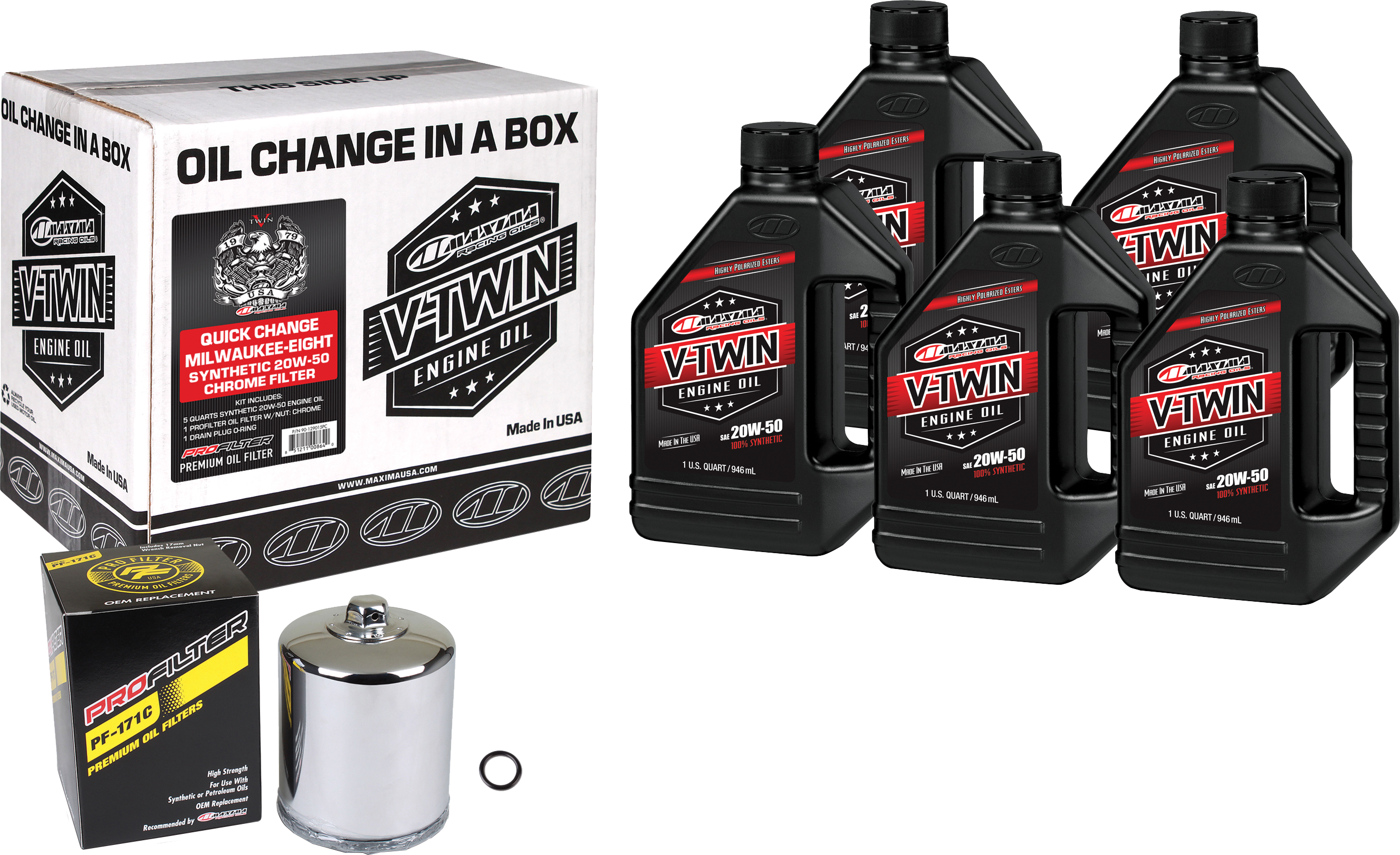V Twin Syn Oil Change Kit M8 Chrome Filer