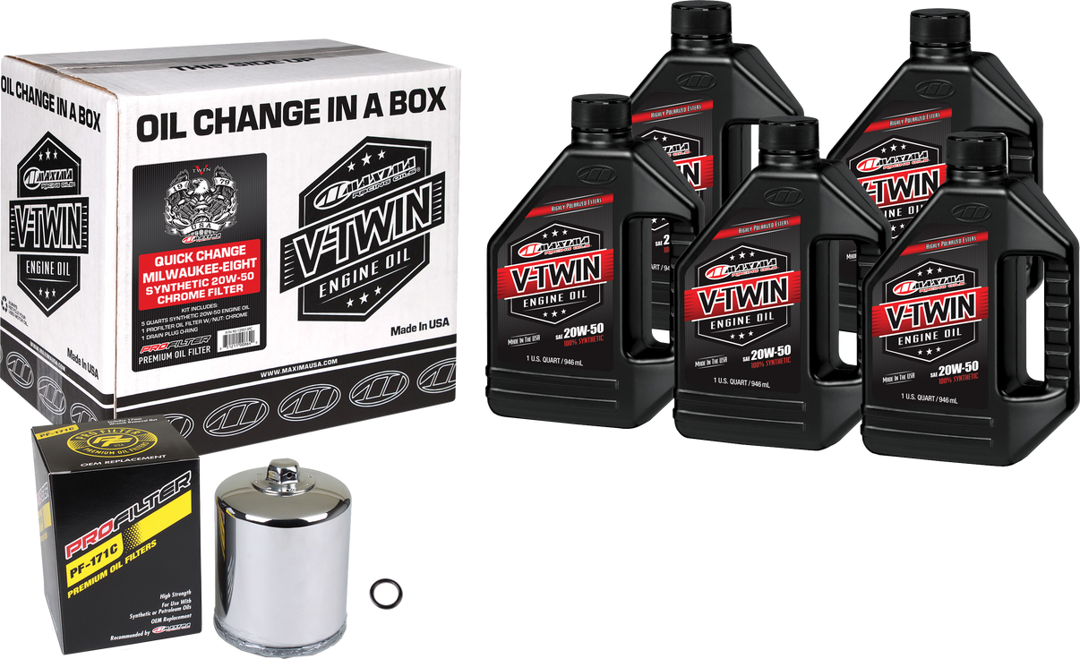 V Twin Syn Oil Change Kit M8 Chrome Filer