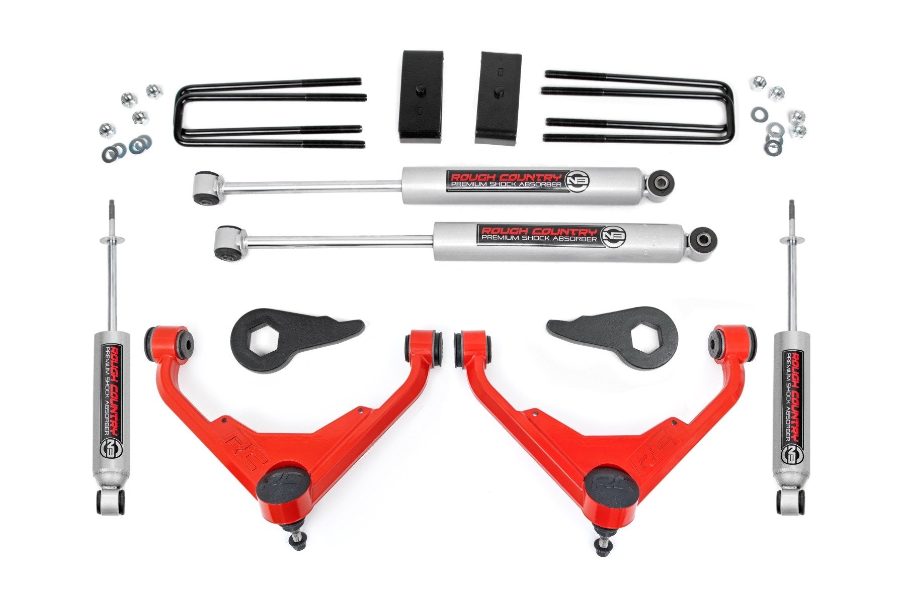 3 Inch Lift Kit | FK/FF Code | Chevy/GMC Sierra/Silverado 2500 HD Suburban/Yukon XL 2500 (01-10) | 859830RED