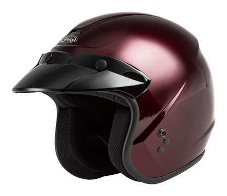 Of 2 Open Face Helmet Wine Red 2x