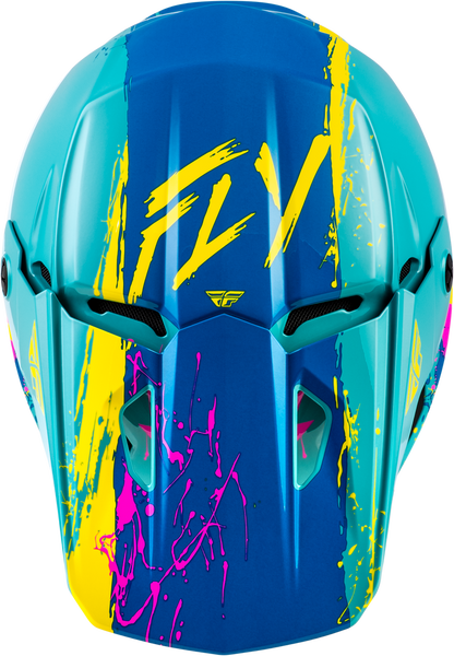 Fly Racing Kinetic Drip Youth Helmet - Turquoise/Pink/Yellow