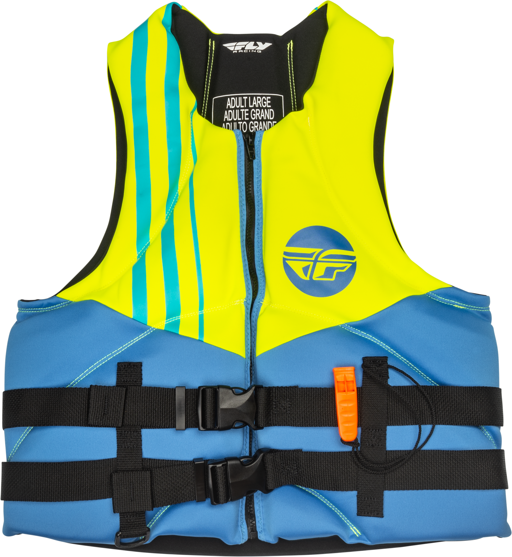 Neoprene Flotation Vest Blue/Hi Vis/Teal Lg