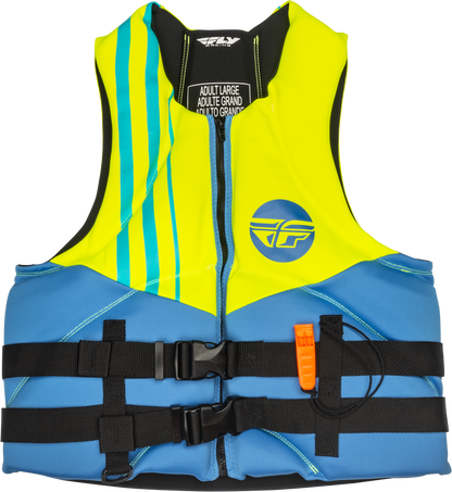 Neoprene Flotation Vest Blue/Hi Vis/Teal Lg