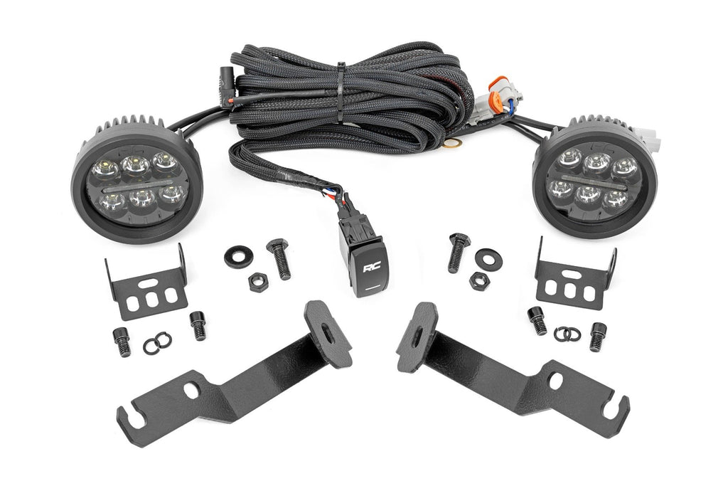 LED Light Kit | Ditch Mount | Black Series Round | 3.5 Inch | Amber DRL | Toyota Tacoma (05-15) | 71092