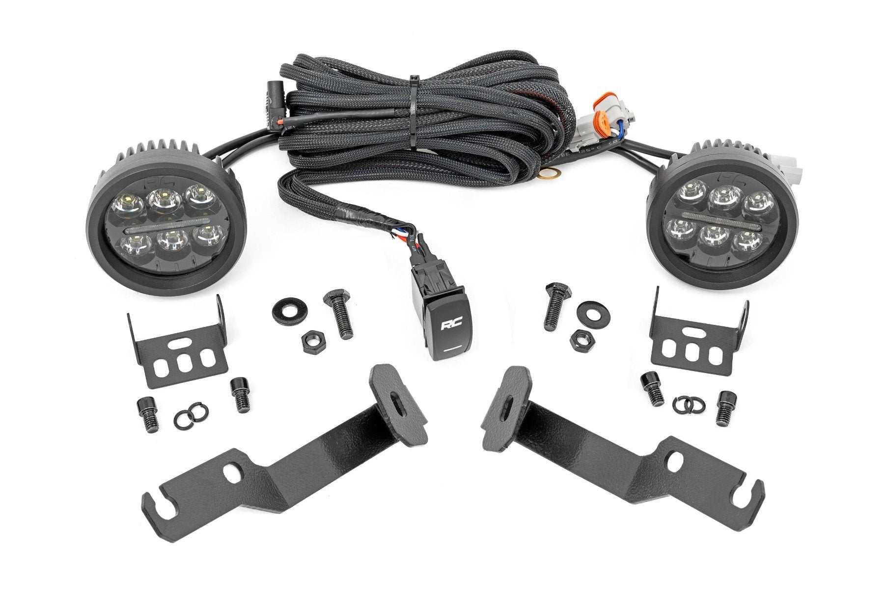 LED Light Kit | Ditch Mount | Black Series Round | 3.5 Inch | Amber DRL | Toyota Tacoma (05-15) | 71092