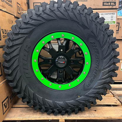 System 3 Sb4 beadlocks matte blk with colored rings on Obor Roc Scraper