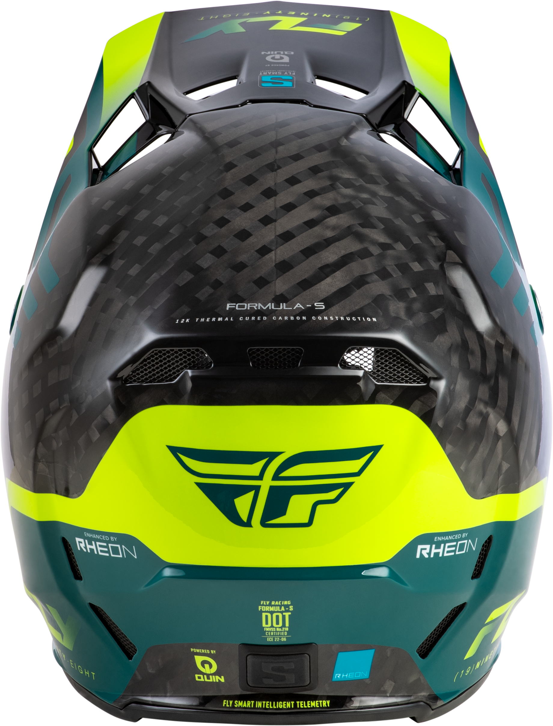Formula S Carbon Byte Helmet Black Carbon/Teal/Lime Lg