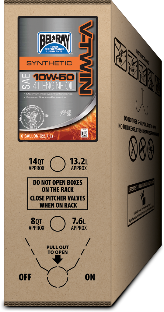 BEL-RAY V Twin 4T Full Synthetic Engine Oil 10W50 - 6 Gallon Bib