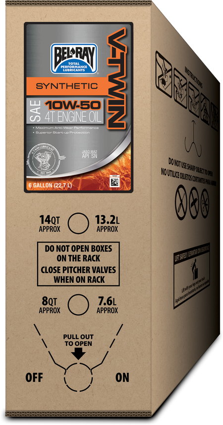 BEL-RAY V Twin 4T Full Synthetic Engine Oil 10W50 - 6 Gallon Bib