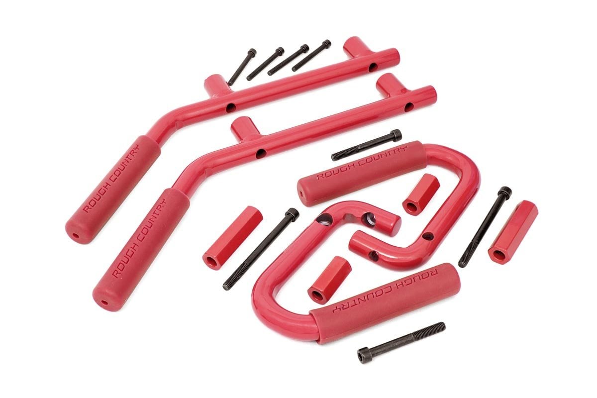 Grab Handles | Steel | FR & RR | Red | Jeep Wrangler JK/Wrangler Unlimited (07-18) | 6503RED