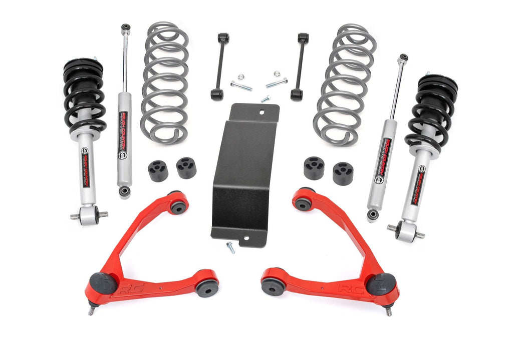 3.5 Inch Lift Kit | N3 Struts | Forged UCAs RED | Chevy/GMC SUV 1500 2WD/4WD (2007-2020) | 19332RED