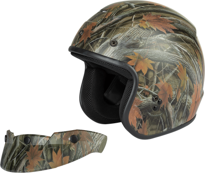 Of 2 Open Face Helmet Leaf Camo Lg