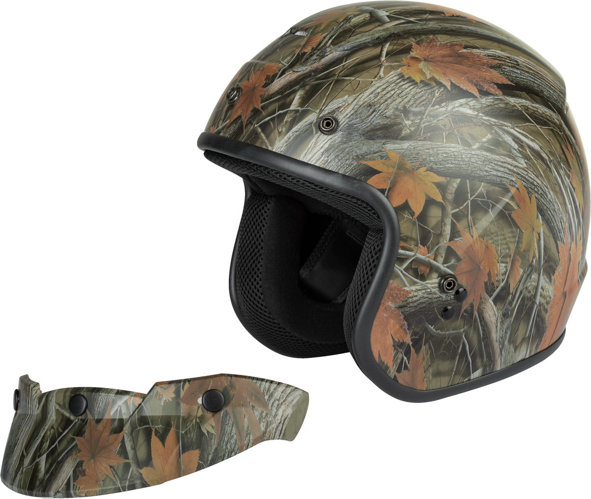 Of 2 Open Face Helmet Leaf Camo 2x