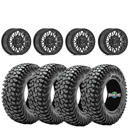Valor V08 Beadlock Wheels + Journey Rock Poison tires (Mounted Kit) – 15x7 | 4/137 AND 4/156 Bolt Pattern |