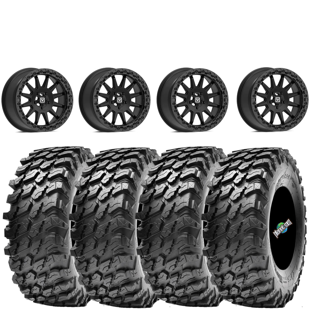 Valor Offroad V09 Satin Black beadlock 15x7 40mm Maxxis Rampage kit