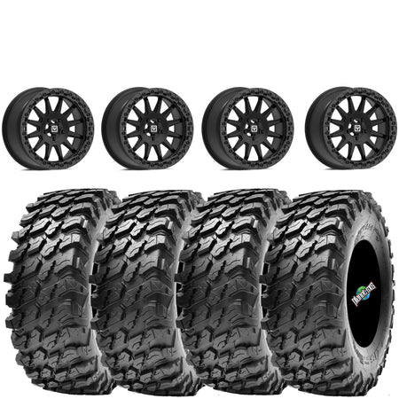 Valor Offroad V09 Satin Black beadlock 15x7 40mm Maxxis Rampage kit