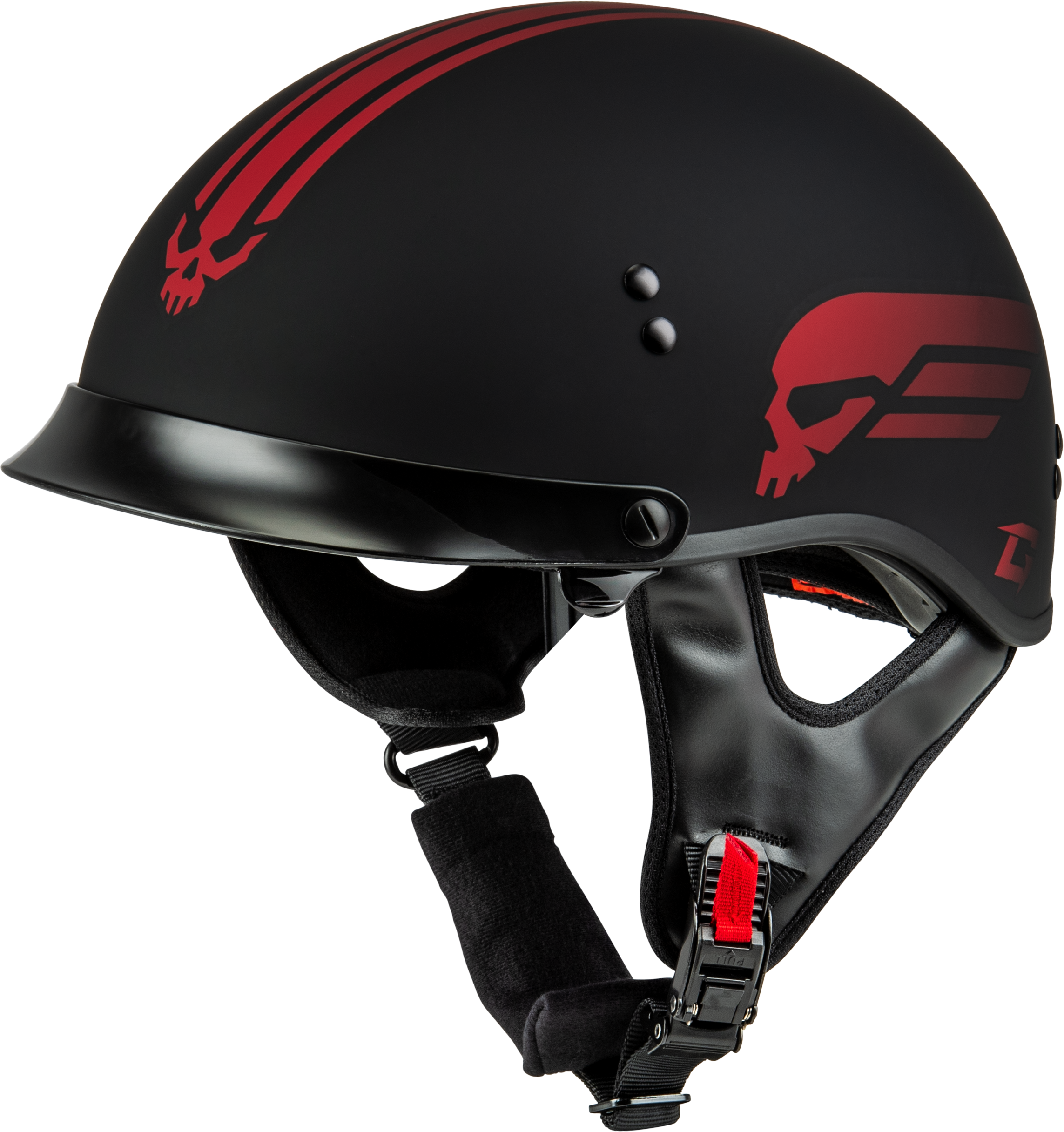 Hh 65 Retribution Helmet W/Peak Matte Black/Red Sm