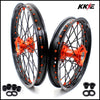 KKE 19"*1.6/16"*1.85 Big Kid's Wheels Rims Set For KTM SX85 2021 2022 2023 2024 Orange Nipples & Black Spokes