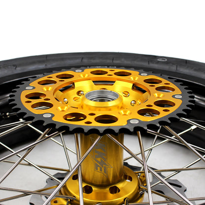 KKE 3.5 & 4.25*17inch Supermoto Rims Tires for SUZUKI RMZ250 2007-2025 RMZ450 2005-2025 Gold