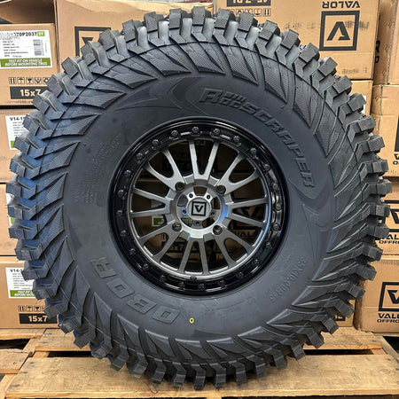 Valor Offroad V16 satin gunmetal beadlock on Journey Rock Poison tires | 5/4.5