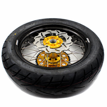 KKE 3.5 & 4.25*17inch Supermoto Rims Tires for SUZUKI RMZ250 2007-2025 RMZ450 2005-2025 Gold