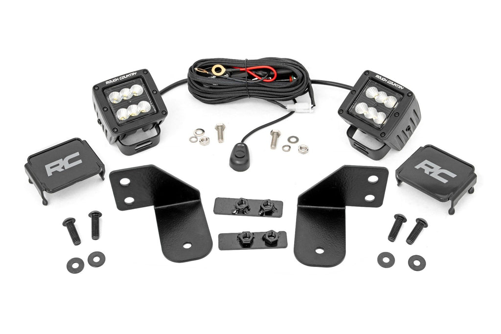 LED Light | RR Cage Mount | 2" Black Flood Pair | Polaris Ranger 1000/Ranger XP 900/1000 | 93145
