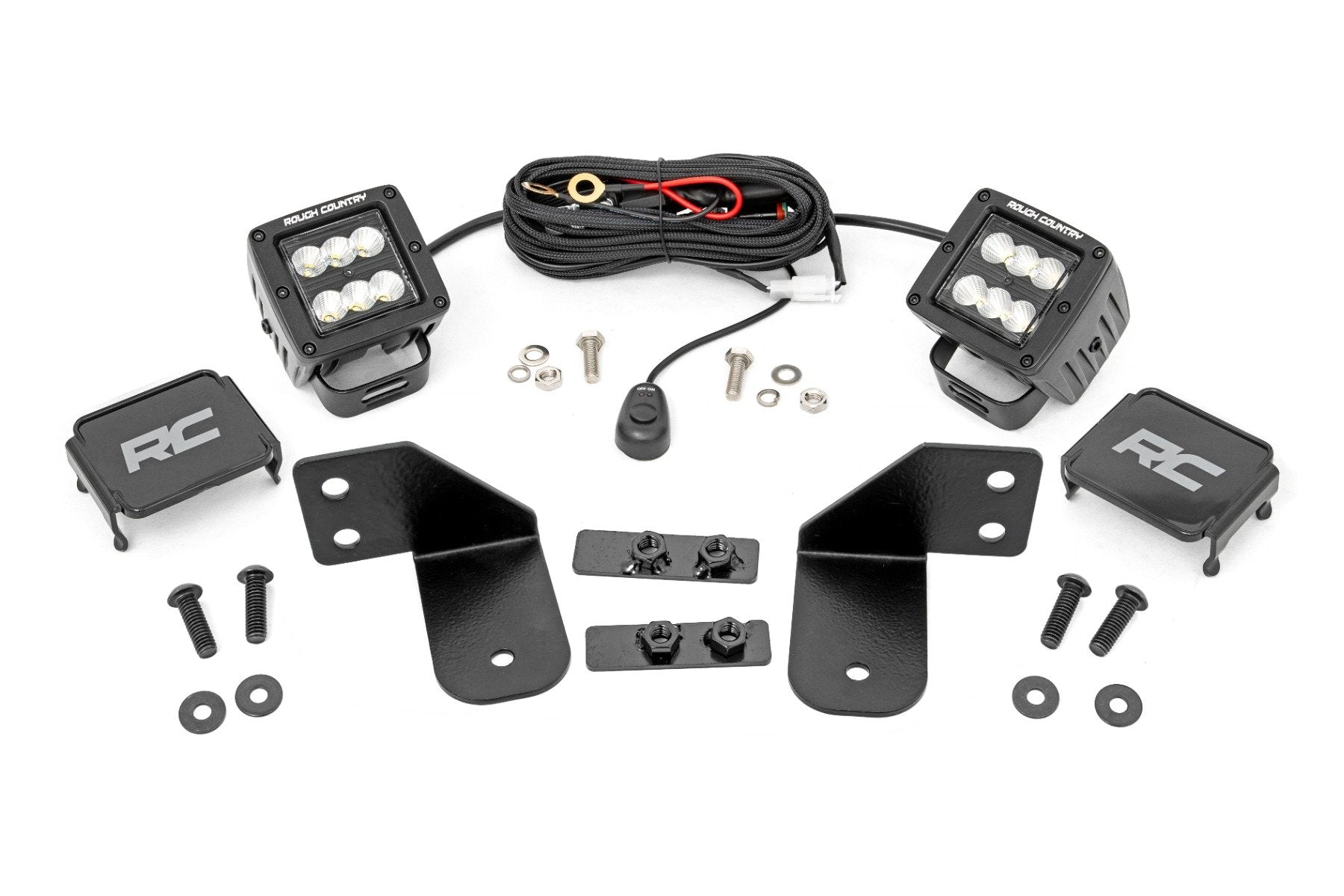 LED Light | RR Cage Mount | 2" Black Flood Pair | Polaris Ranger 1000/Ranger XP 900/1000 | 93145