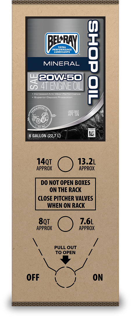 BEL-RAY Mineral Engine Oil 20W50 - 6 Gallon Bib (Part No. 301291150033)