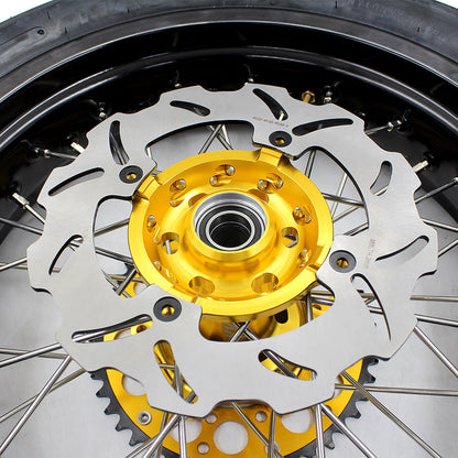 KKE 3.5 & 4.25*17inch Supermoto Rims Tires for SUZUKI RMZ250 2007-2025 RMZ450 2005-2025 Gold