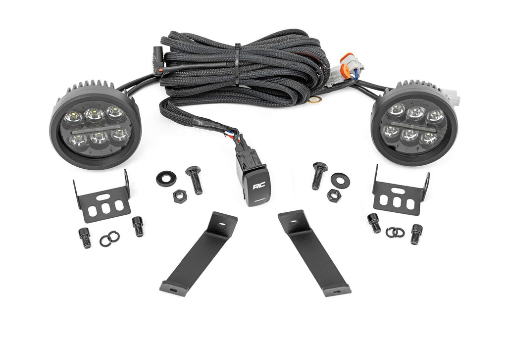 LED Light Kit | Ditch Mount | Black Series Round | 3.5 Inch | Amber DRL | Jeep Cherokee KL (14-21) | 70083