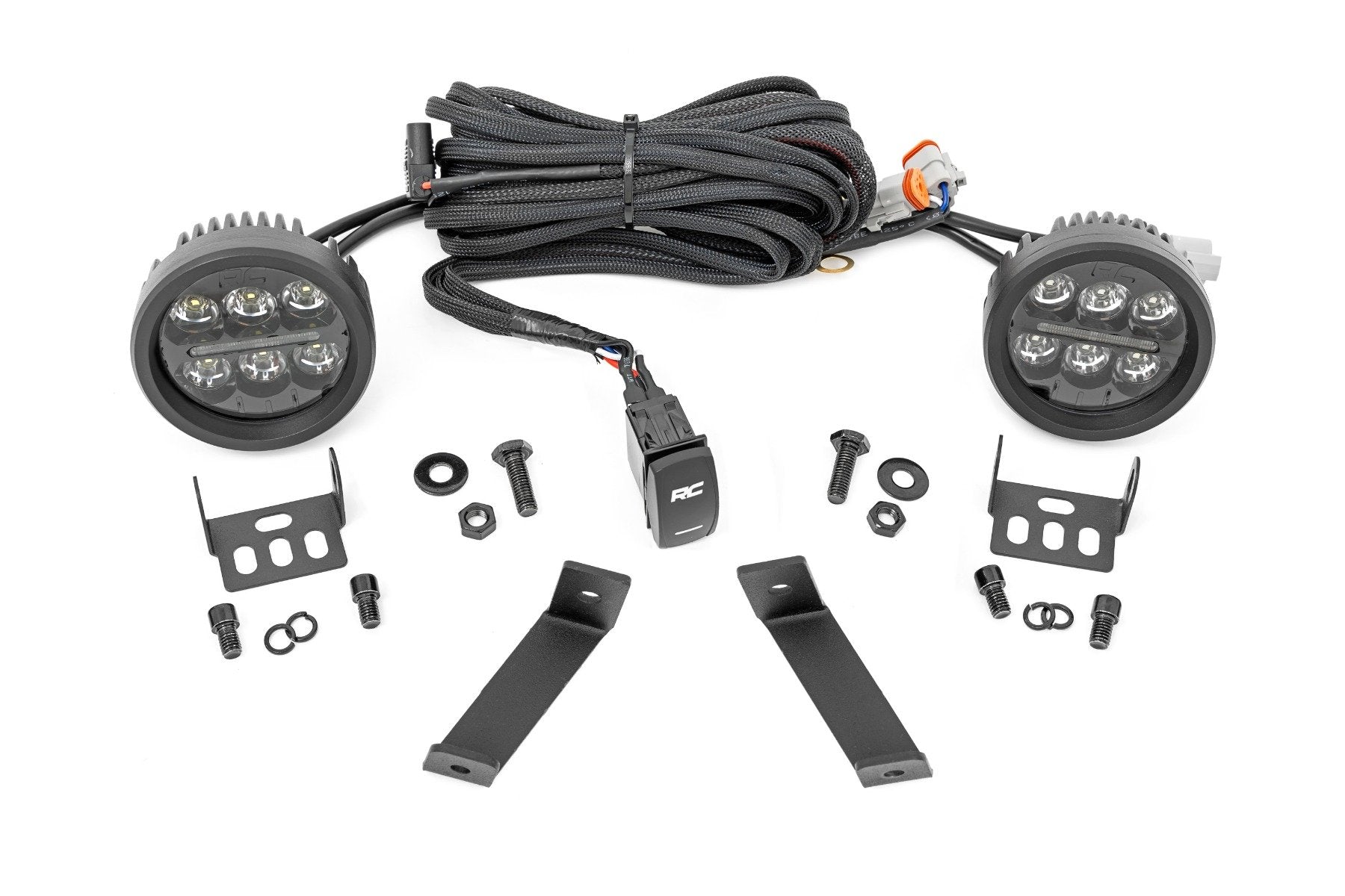 LED Light Kit | Ditch Mount | Black Series Round | 3.5 Inch | Amber DRL | Jeep Cherokee KL (14-21) | 70083