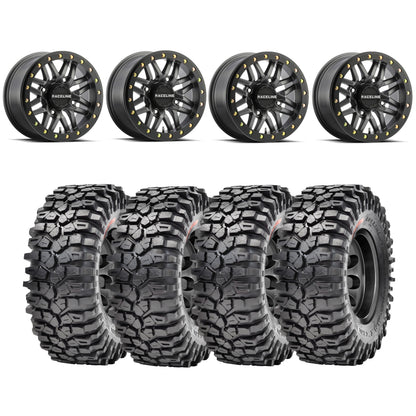 Raceline Ryno Beadlock Wheels + Maxxis Roxxzilla Tires (Mounted Kit)