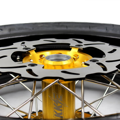 KKE 3.5 & 4.25*17inch Supermoto Rims Tires for SUZUKI RMZ250 2007-2025 RMZ450 2005-2025 Gold