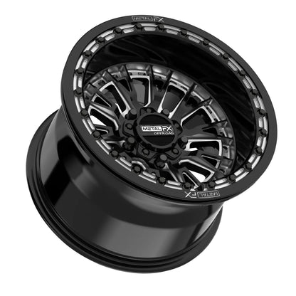 Metal FX Slayer R Beadlock (15x10) Gloss Black/Machined on Journey Rock Poison tires – 5x4.5 Bolt Pattern