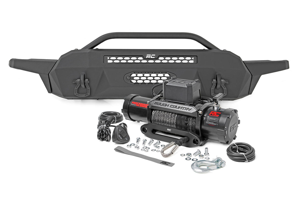Front Bumper | High Clearance | 12000-Lb Pro Series Winch | Synthetic Rope Toyota Tacoma 4WD (16-23) | 10717
