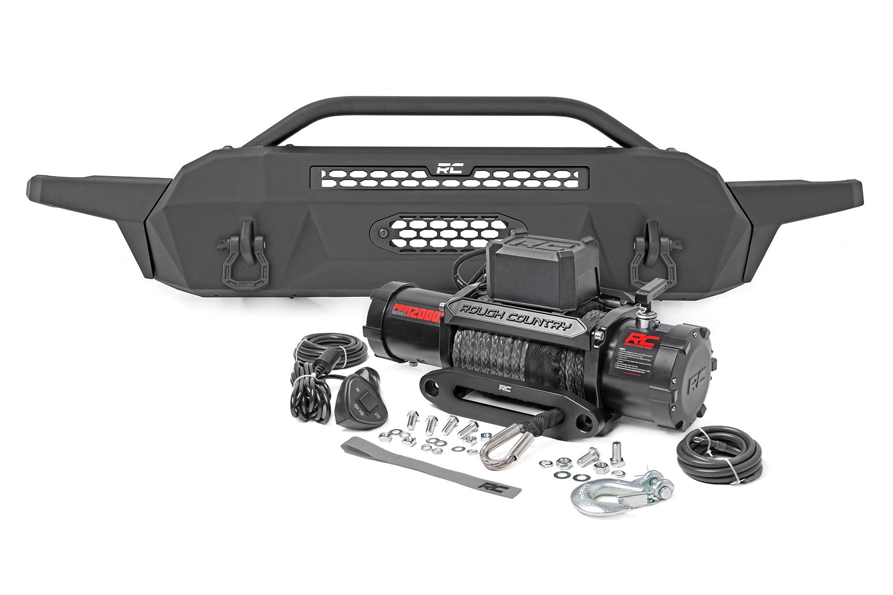 Front Bumper | High Clearance | 12000-Lb Pro Series Winch | Synthetic Rope Toyota Tacoma 4WD (16-23) | 10717