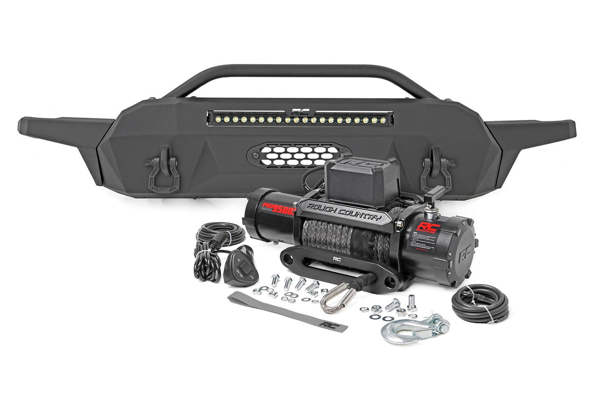 Front Bumper | Hybrid | 20" Blk LED | 9500-Lb Winch Syn | Toyota Tacoma (16-23) | 10722