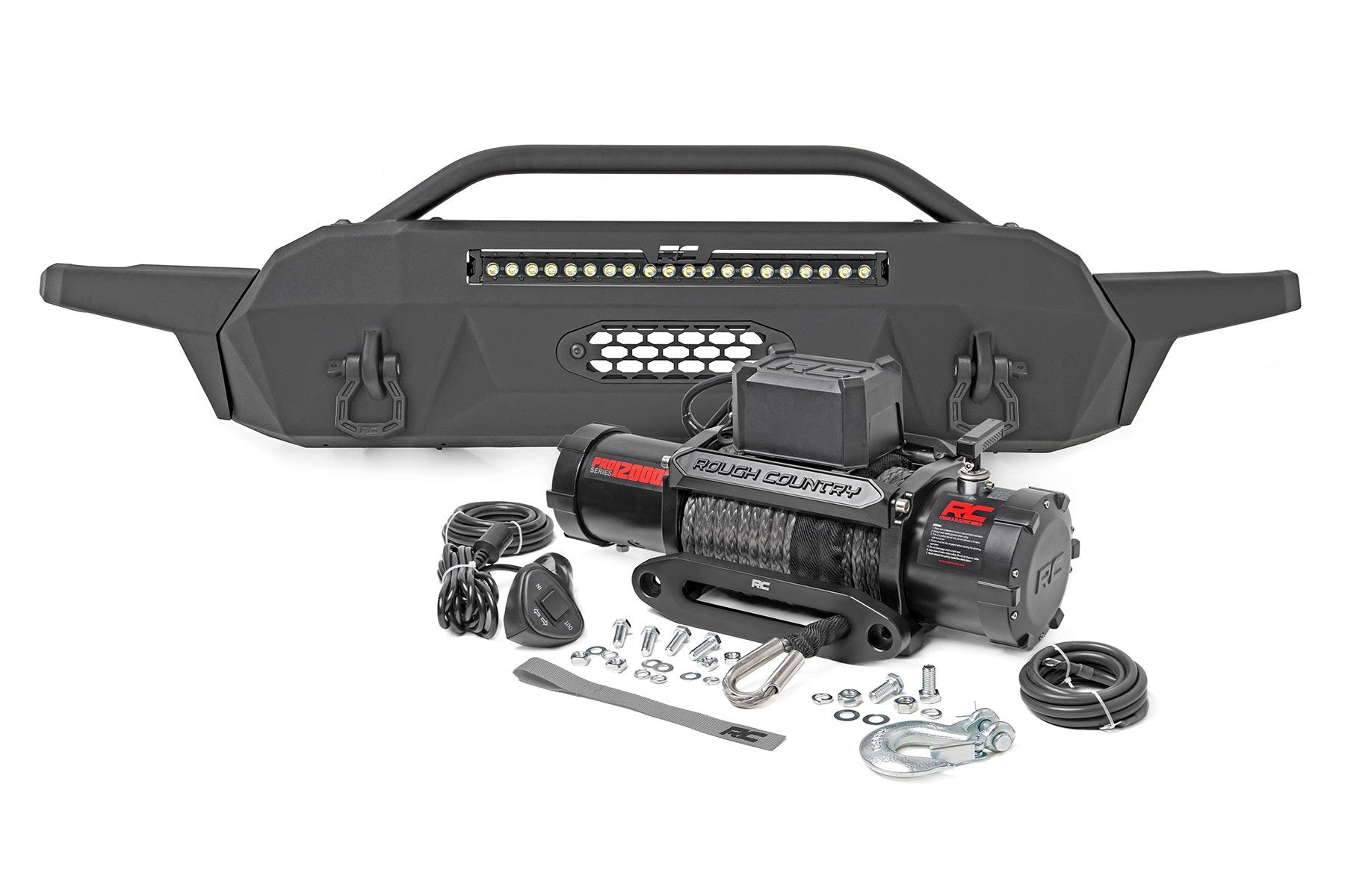 Front Bumper | Hybrid | 20" Blk LED | 12000-Lb Winch Syn | Toyota Tacoma (16-23) | 10723