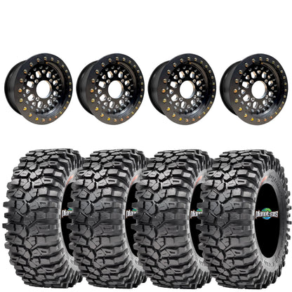 MRT Tail Gunner Beadlock Wheels Mounted on Maxxis Roxxzilla – UTV Wheel & Tire Kit