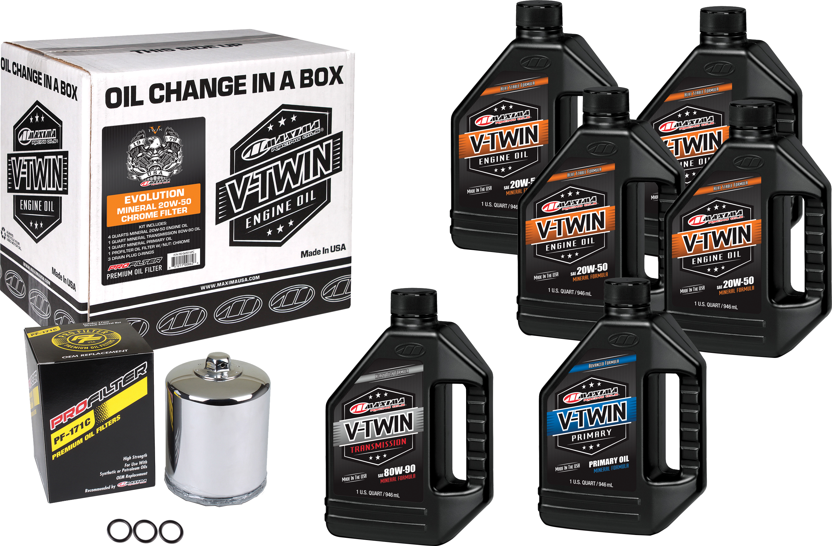 V Twin Oil Change Kit Mineral Evo Chrome Filer
