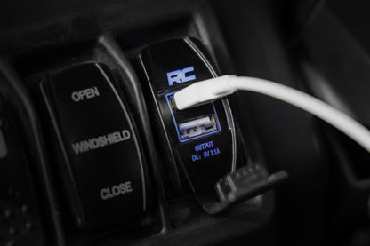 USB Switch Insert | 2x1 with Logo | Blue Back Light | 709USB