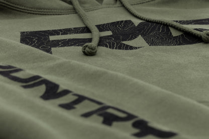 Rough Country | Rough Country Hoodie | RC Topographical Sleeve | Army Green | LG | 94096LG