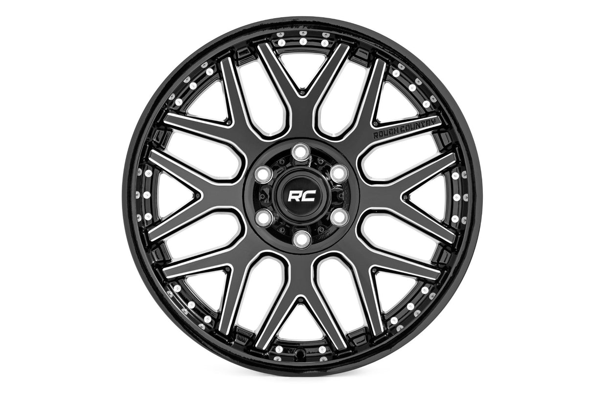 Rough Country 95 Series Wheel | Machined One-Piece | Gloss Black | 20x10 | 6x5.5 | -25mm | 95201012M
