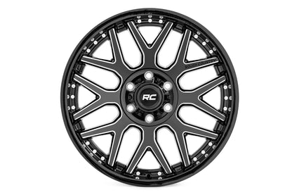 Rough Country 95 Series Wheel | One-Piece | Gloss Black Machined | 20x10 | 8x6.5 | -19mm | 95201010M