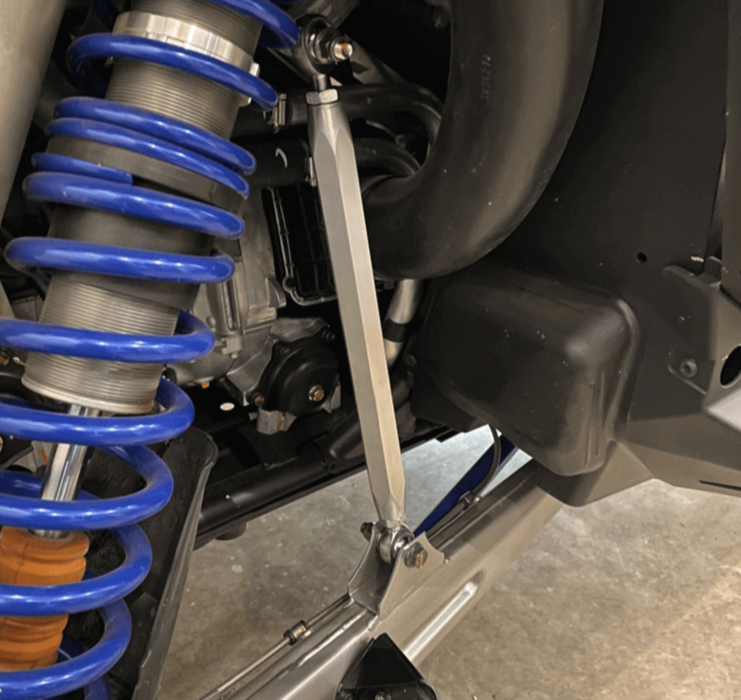 Polaris Pro R Sway Bar Link by AJK Offroad in Raw Aluminim Long Links Far View